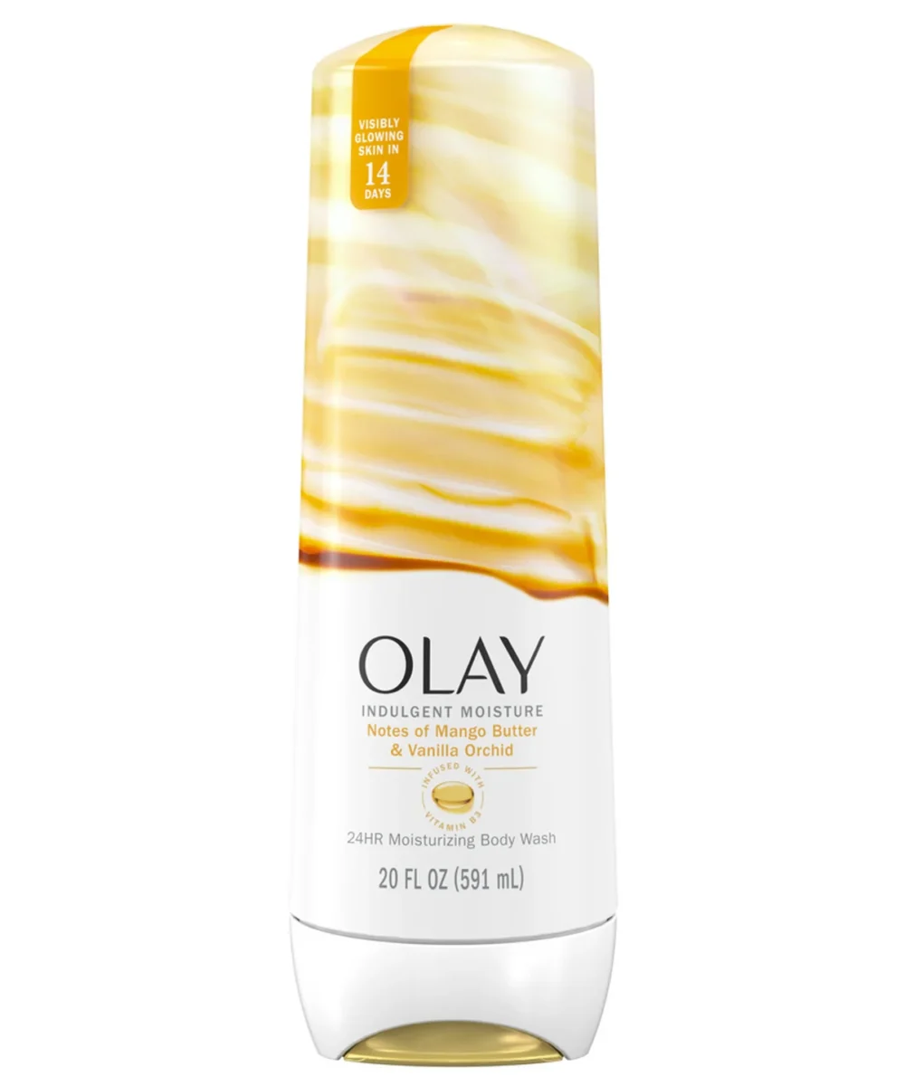 Olay Indulgent Moisture, Notes of Mango Butter &Vanilla Orchid, 24HR Moisturizing Body Wash
