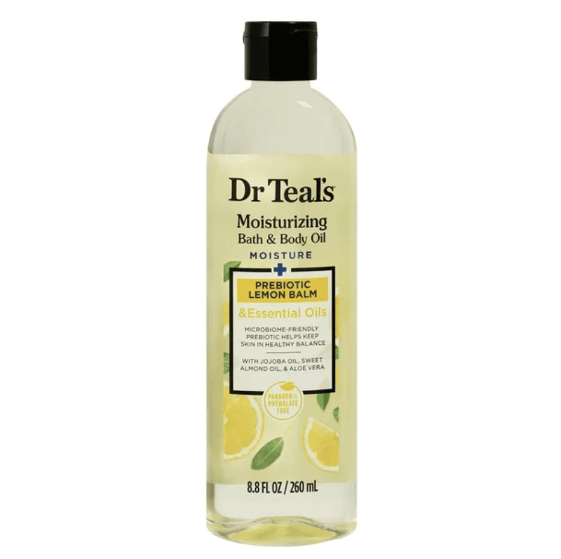 Dr Teals Moisturising Bath and Body Oil Prebiotic Lemon Balm and Essential Oils 260ml